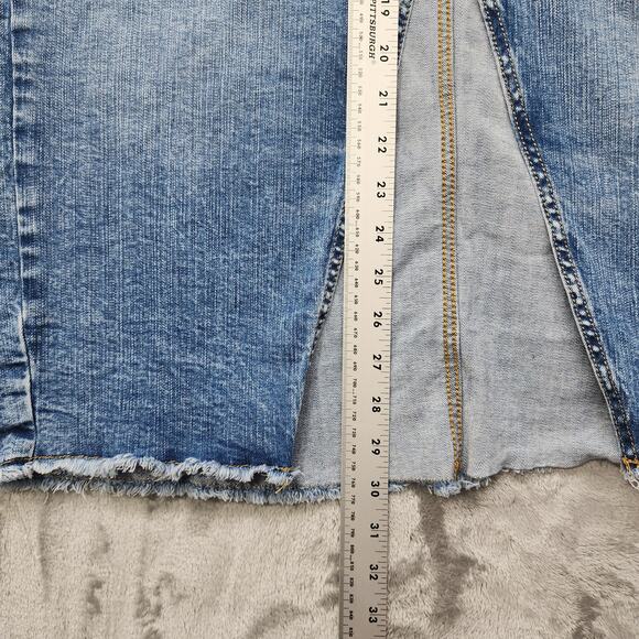 Torrid Skirt Womens 14 Blue Stretch Denim A-Line Midi Front Slit Raw Hem Casual - Picture 4 of 11